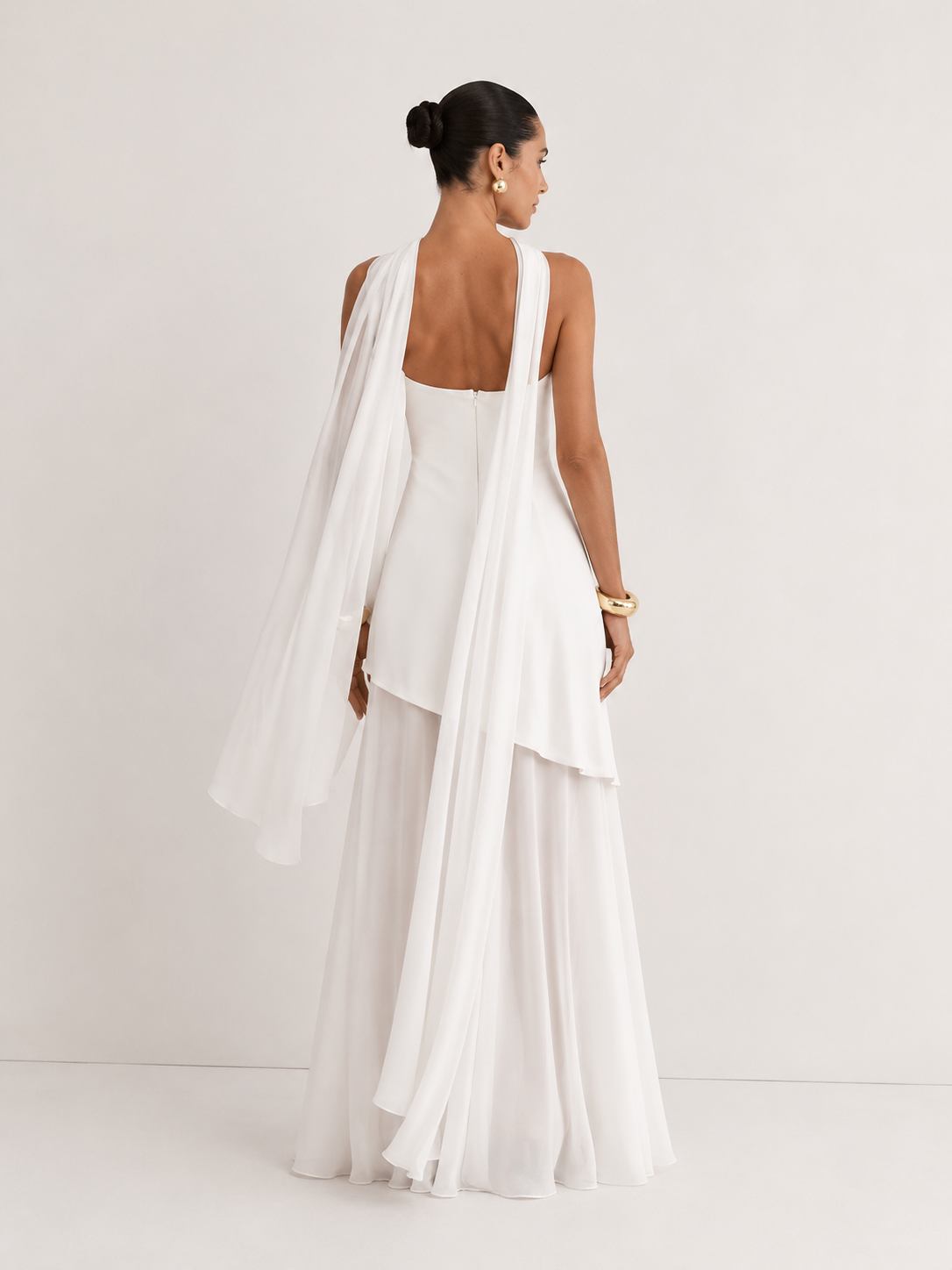 Strapless dress with asymmetric overlay