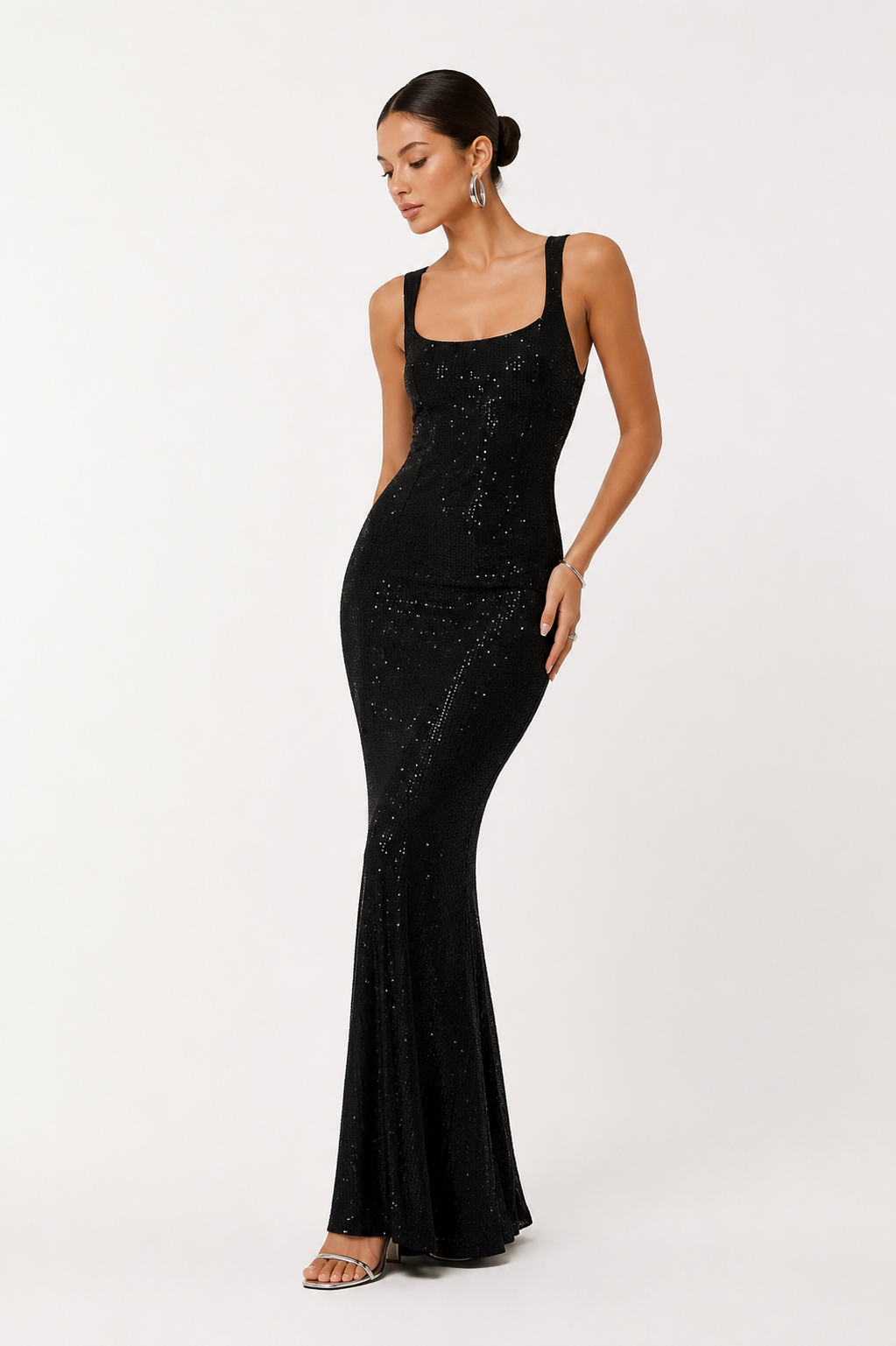Sheer embellished maxi dress