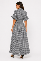 Vivienne Gingham Midi Dress (High Slit)