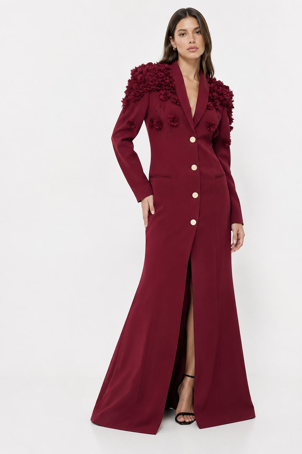 Maxi Tailored Dress Statement Shoulders