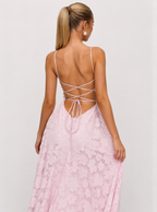 Backless Jacquard Chiffon Maxi Dress