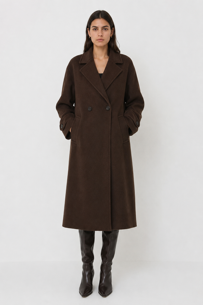 Notched-Lapel Double-Breasted Coat