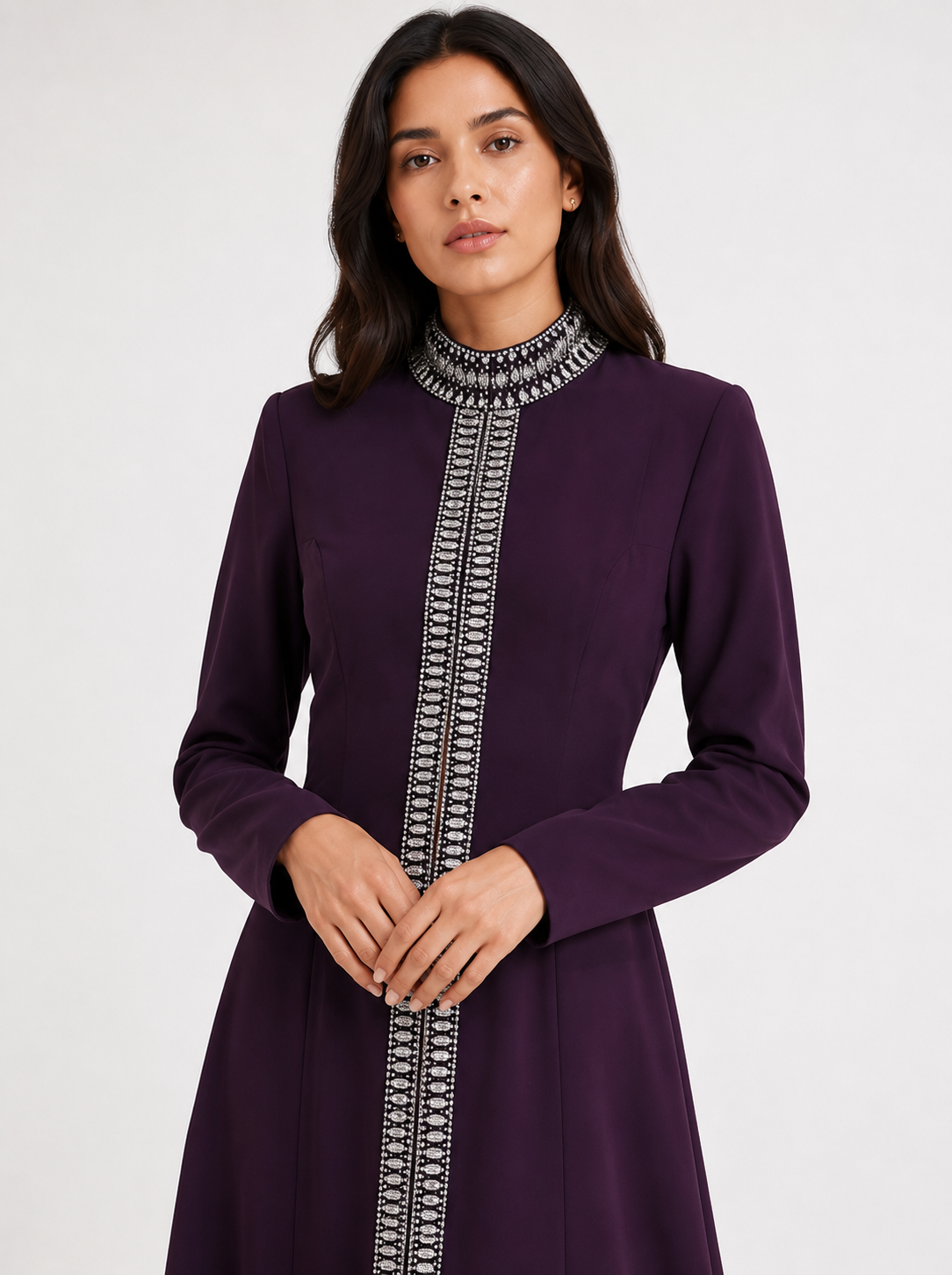 Maxi Dress High Neck Zip-Front