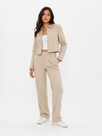 Buttoned Knit Cardigan and Tailored Trousers Co-Ord Set
