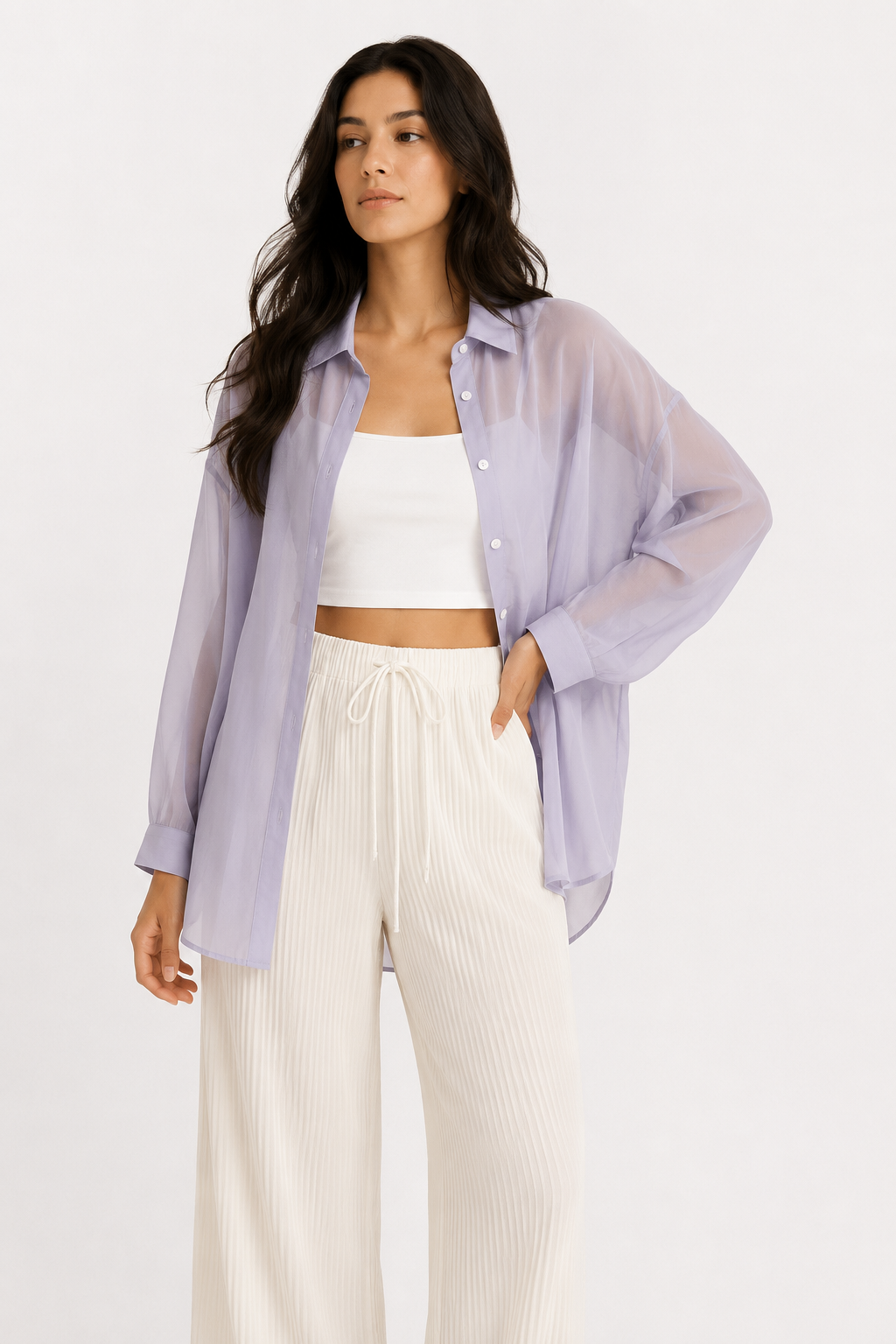 Sheer Organza Relaxed-Fit Shirt