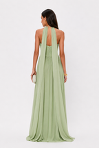 Halter pleated maxi dress