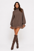 Mirelle Knit Dress (Feather‑Trim Hem)