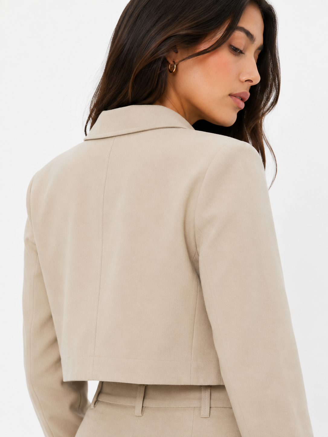 Buttoned Knit Cardigan and Tailored Trousers Co-Ord Set