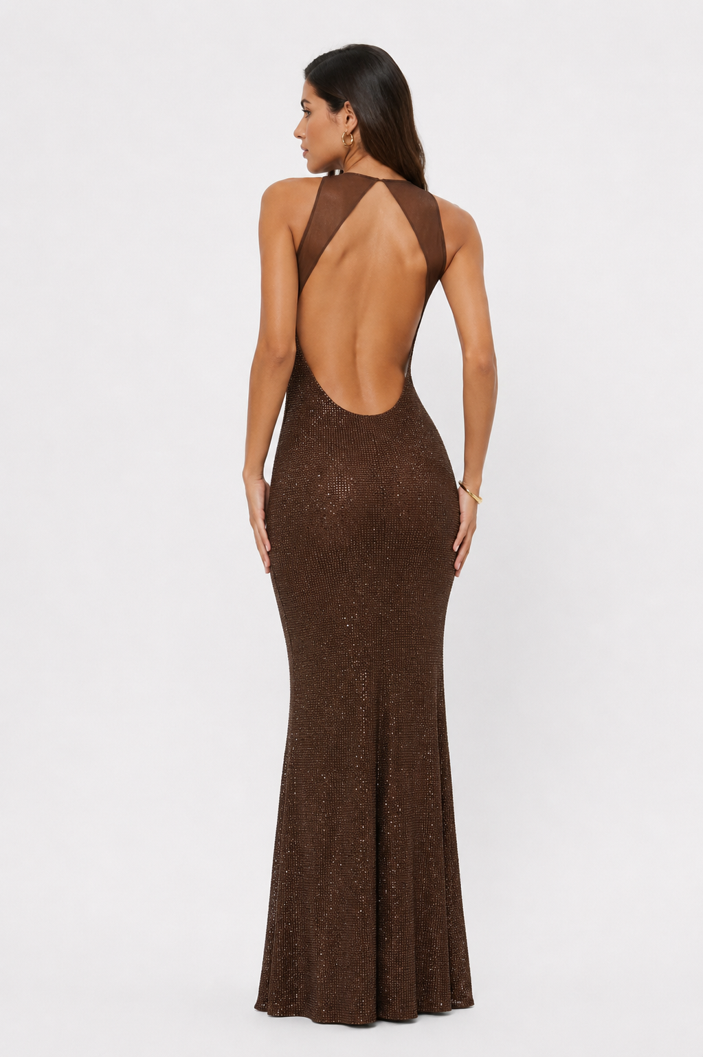 Sheer embellished maxi dress