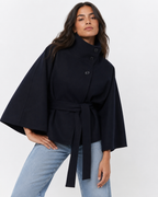 Cape-Sleeve Buttoned Coat