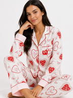 Women’s Pyjama Set – Button-Through Long Sleeve Shirt & Full-Length Trousers