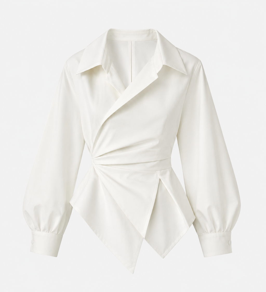 The Asymmetric Poplin Wrap Shirt