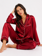 Factory Brand 100% Mulberry Silk Women’s Pyjama Set – Long-Sleeved Two-Piece Sleepwear (Grey)