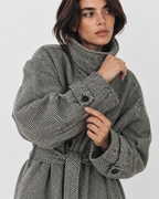 Drawstring-Waist High-Collar Coat