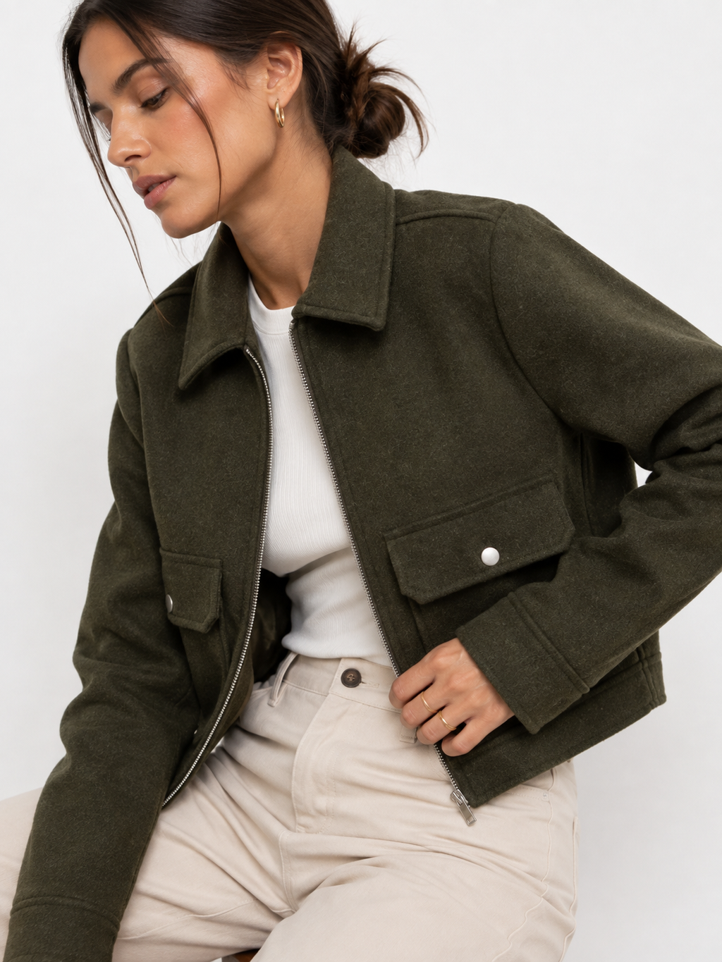 Collared Zip-Front Jacket