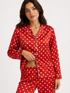 Women’s Printed Pyjama Set – Button-Through Long Sleeve Top & Wide-Leg Trousers