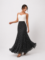 Polka Dot Women ‘s Skirt Elegant High Waist Ruched Ruffle Hem Mermaid Long Skirt Female  2026 Summer Casual Party Streetwears