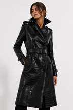 Structured Croc-Effect Trench Coat