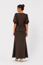 Ruffle Sleeve Blouse and Flowing Maxi Skirt Co-Ord Set