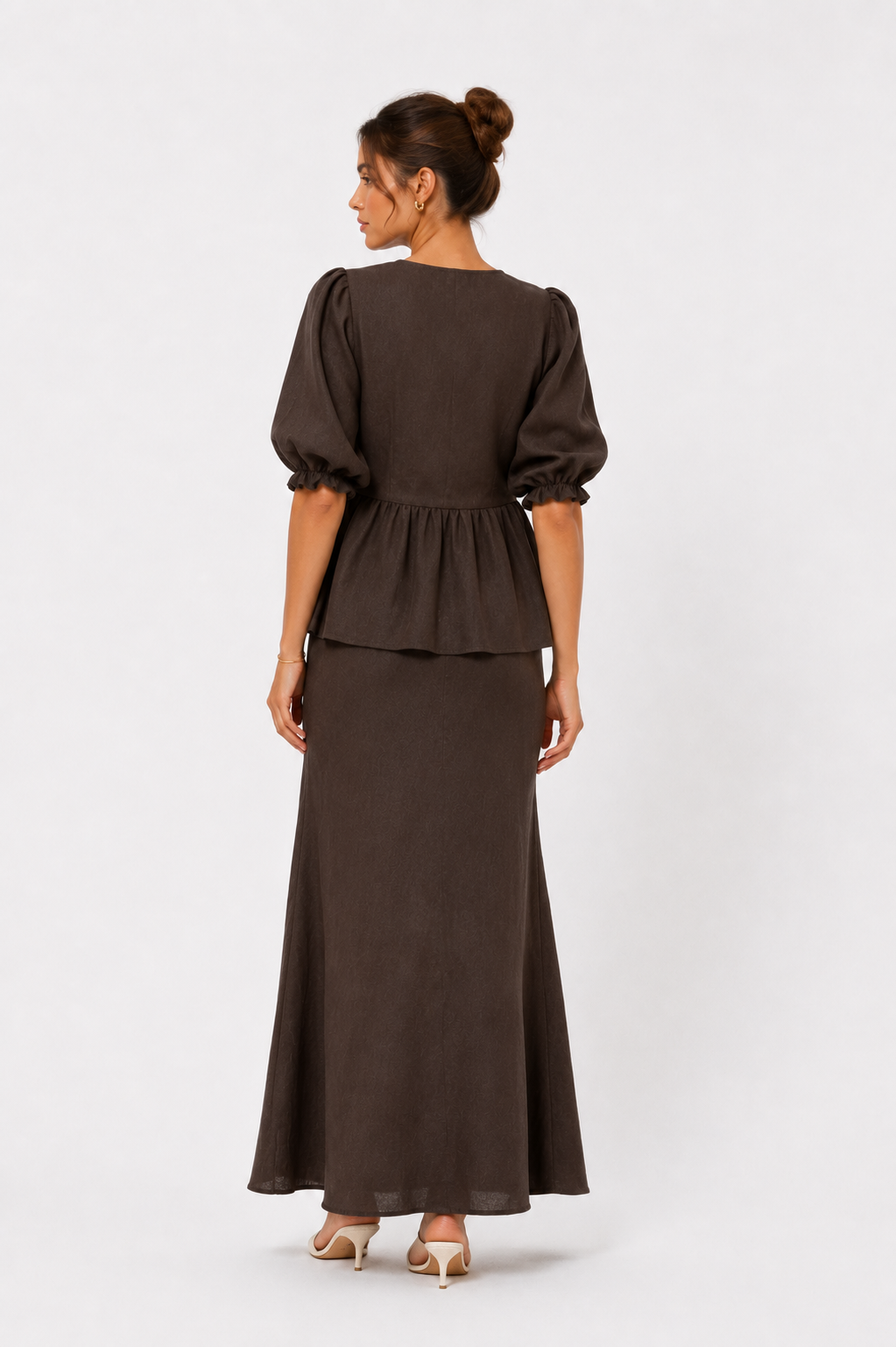 Ruffle Sleeve Blouse and Flowing Maxi Skirt Co-Ord Set