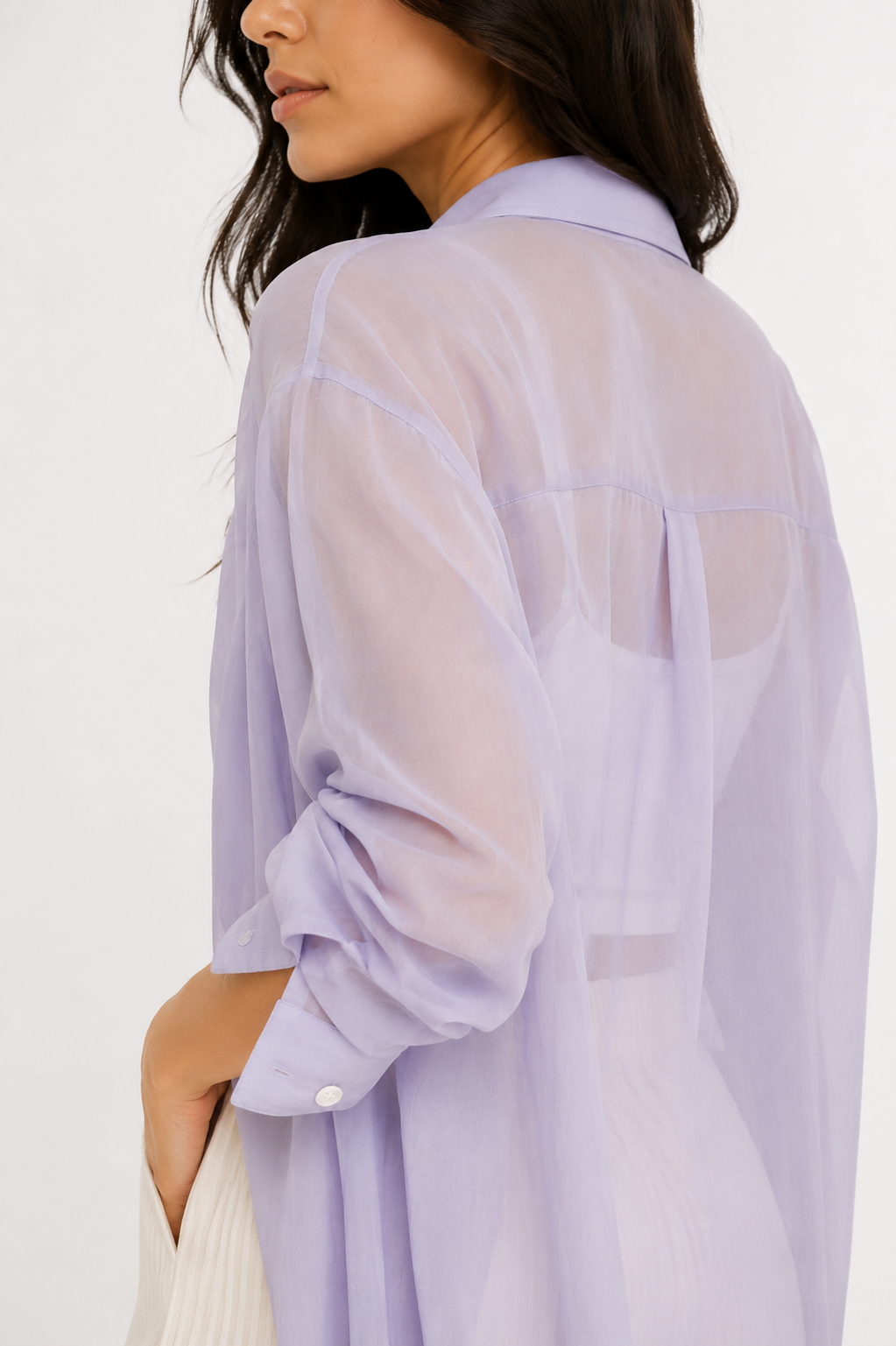 Sheer Organza Relaxed-Fit Shirt