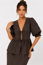 Ruffle Sleeve Blouse and Flowing Maxi Skirt Co-Ord Set