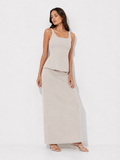 Sleeveless Peplum Top and Maxi Skirt Co-Ord Set