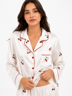 Women’s Pyjama Set – Button-Through Long Sleeve Shirt & Full-Length Trousers