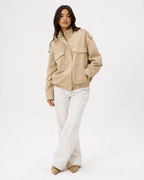 Suede-Effect Oversized Bomber Jacket