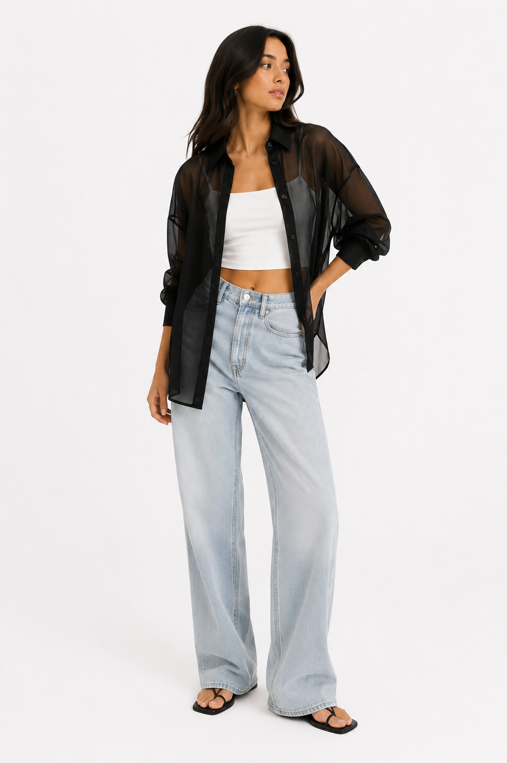 Sheer Organza Relaxed-Fit Shirt