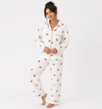 Women’s Cotton Pyjama Set – Long Sleeve Button-Through Top & Full-Length Trousers [PRODUTO PRECISA SER REFEITO]