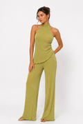 Sleeveless High-Neck Top and Wide-Leg Trousers Co-Ord Set