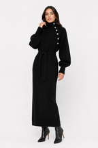 Eleanor Midi Dress (High Neck + Tie Belt)