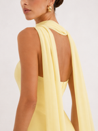 Strapless dress with asymmetric overlay
