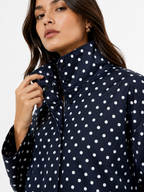 High-Neck Cropped Bomber Jacket with Adjustable Drawstring