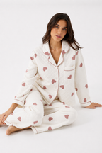 Women’s Cotton Pyjama Set – Long Sleeve Button-Through Top & Full-Length Trousers [PRODUTO PRECISA SER REFEITO]