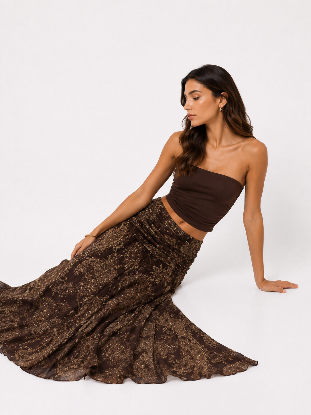 Irregular Printed Big Swing Long Skirts For Women High Waist Buttock Cover A-Line Maxi Skirt Female Vintage Bottom Clothes