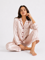 Factory Brand 100% Mulberry Silk Women’s Pyjama Set – Long-Sleeved Two-Piece Sleepwear (Grey)