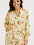 Women’s Pyjama Set – Button-Through Long Sleeve Shirt & Full-Length Trousers