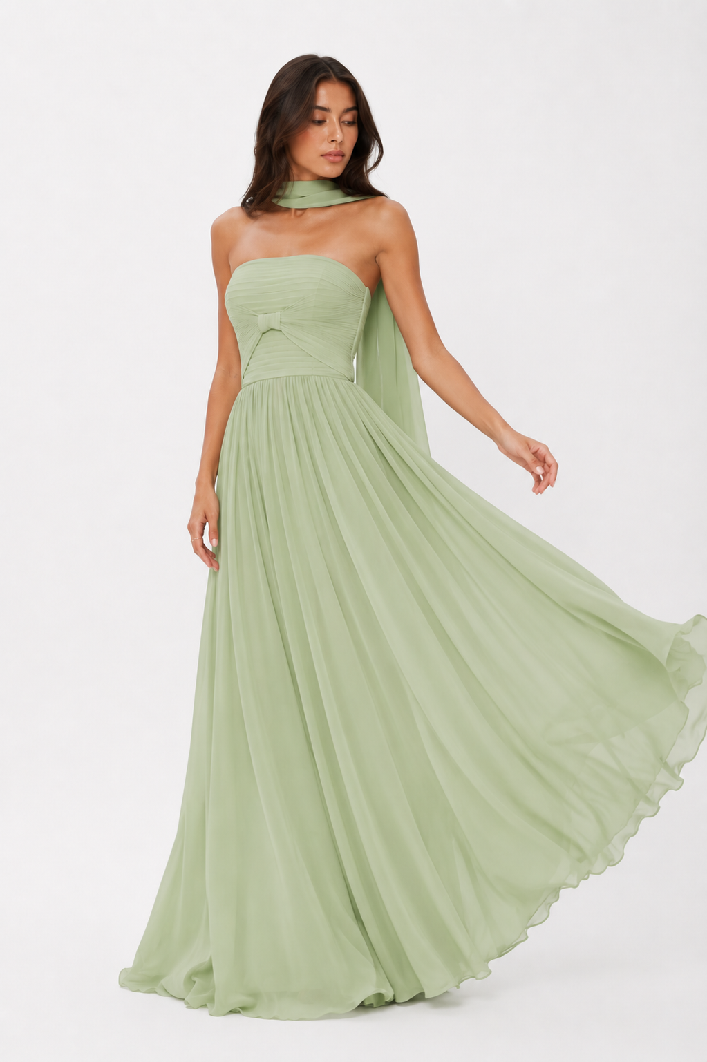 Halter pleated maxi dress