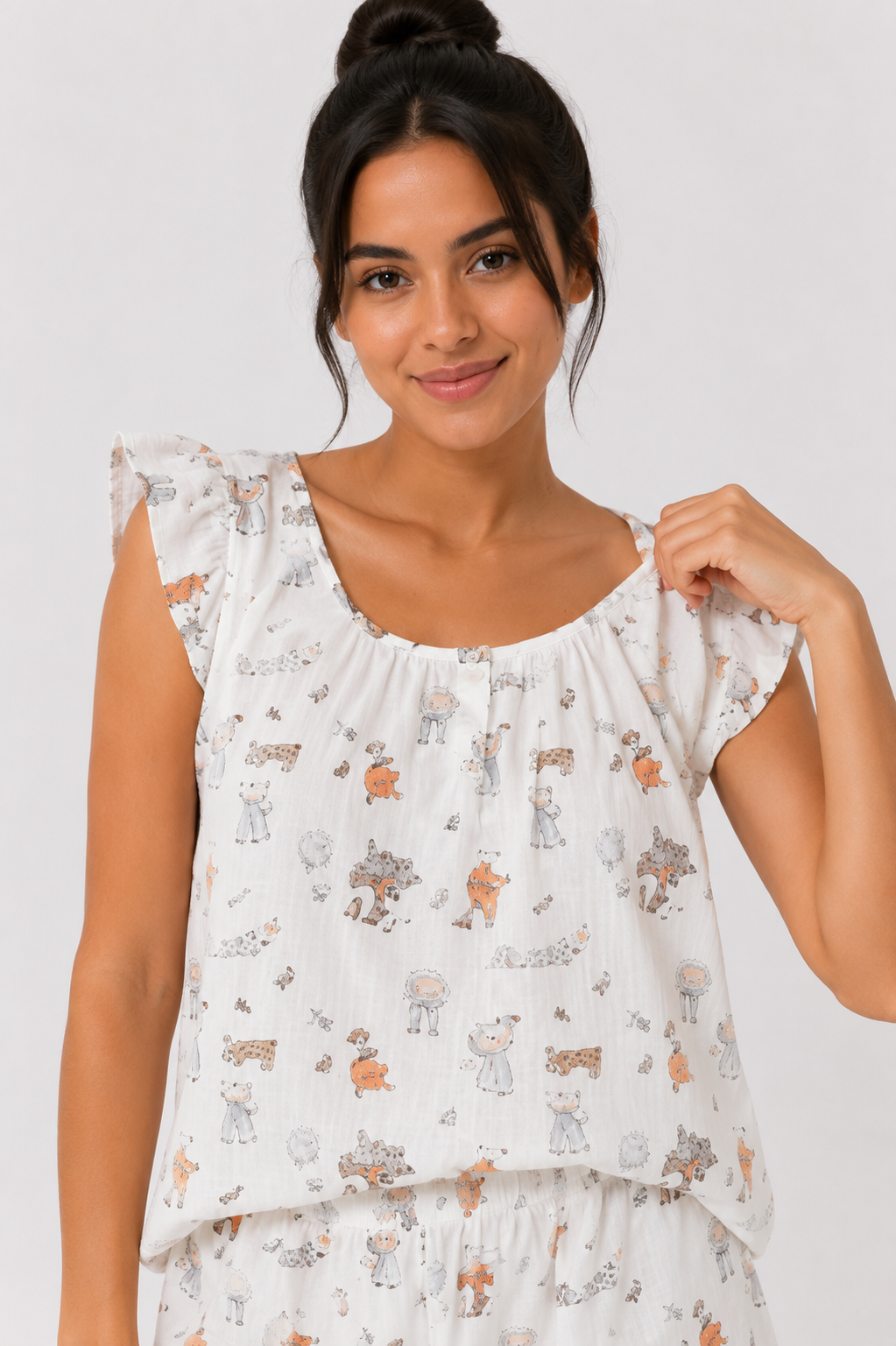 Women’s 2-Piece Set – Off-Shoulder Blouse with Straps & Elasticated Waist Skort