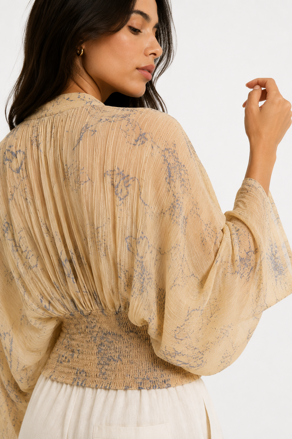 Women’s Oversized Blouse – Batwing Sleeves and V-Neck
