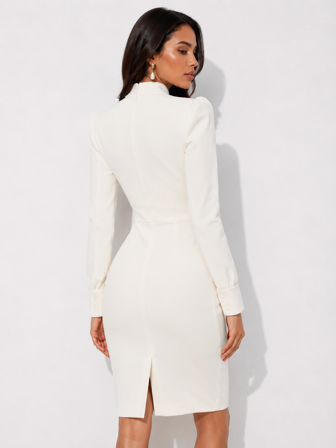 Long-Sleeve Sculpted Midi Dress.