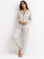 Women’s Printed Pyjama Set – Button-Through Long Sleeve Top & Wide-Leg Trousers