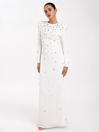 Maxi Dress Embellished High Neck