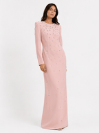 Maxi Dress Embellished High Neck