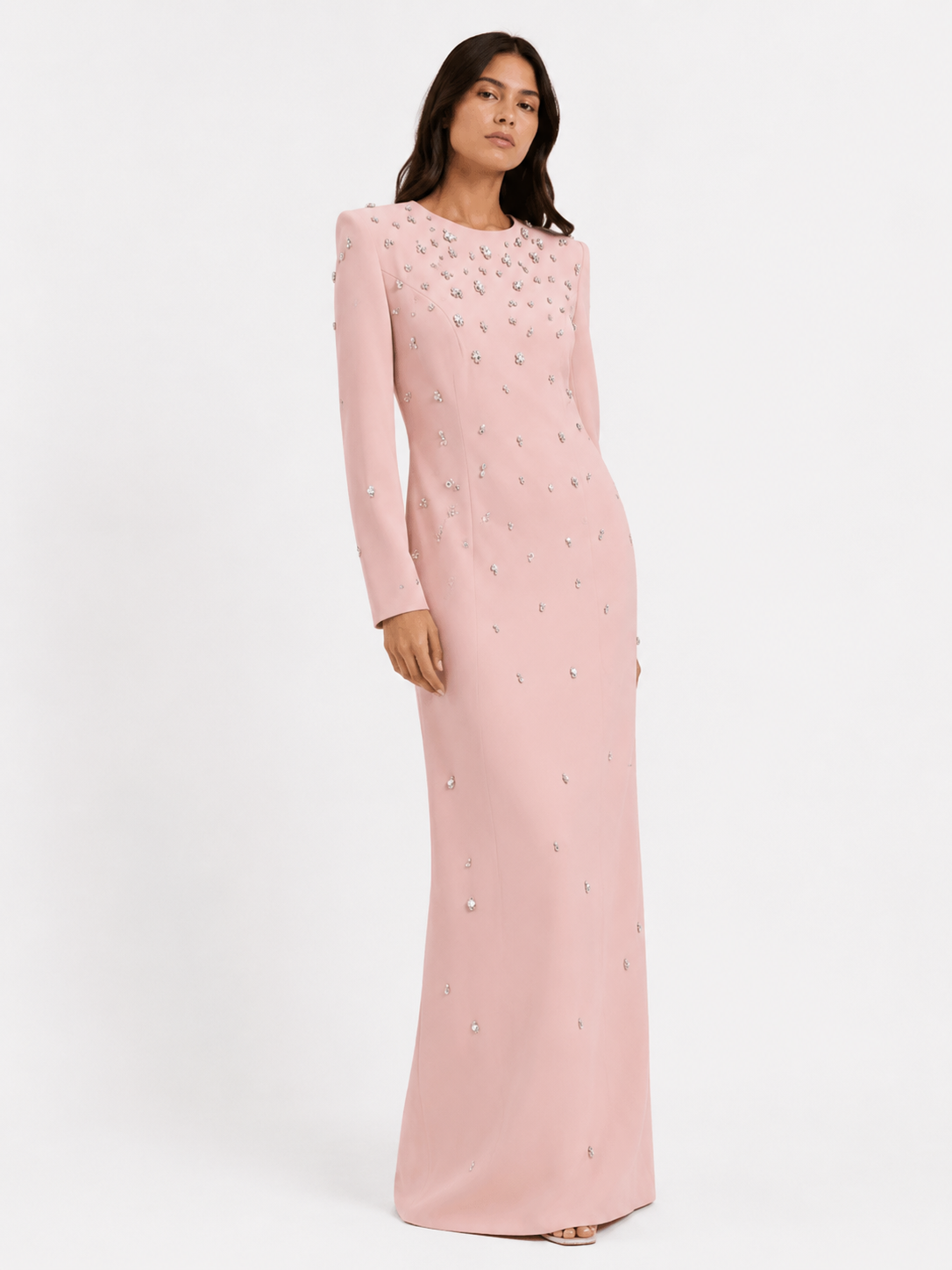 Maxi Dress Embellished High Neck