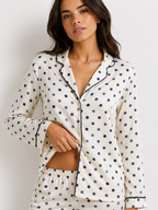 Women’s Printed Pyjama Set – Button-Through Long Sleeve Top & Wide-Leg Trousers