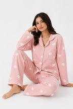 Women’s Cotton Pyjama Set – Long Sleeve Button-Through Top & Full-Length Trousers [PRODUTO PRECISA SER REFEITO]