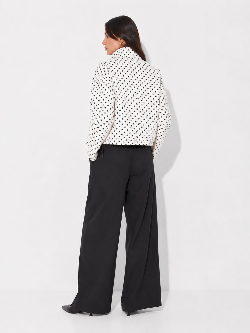 High-Neck Cropped Bomber Jacket with Adjustable Drawstring